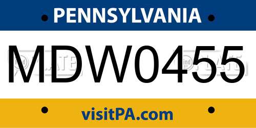 MDW0455 Pennsylvania License Plate