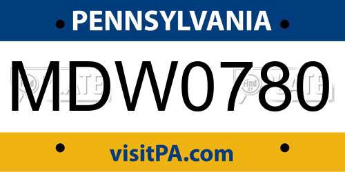 MDW0780 Pennsylvania License Plate