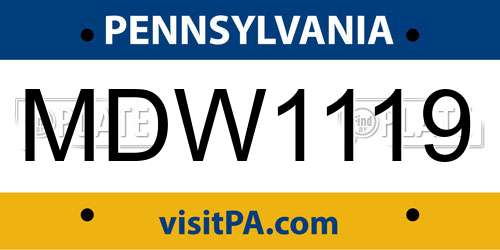 MDW1119 Pennsylvania License Plate
