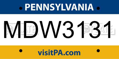 MDW3131 Pennsylvania License Plate