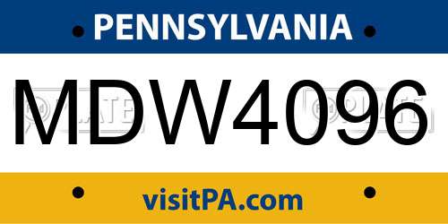 MDW4096 Pennsylvania License Plate