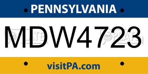 MDW4723 Pennsylvania License Plate