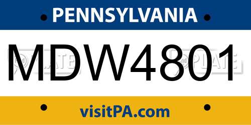 MDW4801 Pennsylvania License Plate