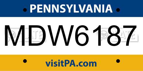 MDW6187 Pennsylvania License Plate