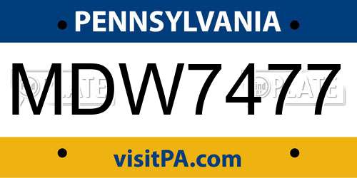 MDW7477 Pennsylvania License Plate