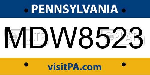 MDW8523 Pennsylvania License Plate