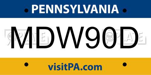 MDW90D Pennsylvania License Plate