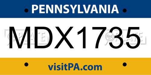 MDX1735 Pennsylvania License Plate