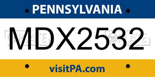 MDX2532 Pennsylvania License Plate