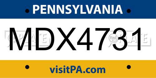 MDX4731 Pennsylvania License Plate