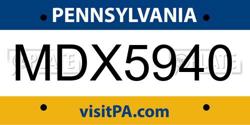 MDX5940 license plate in PA state