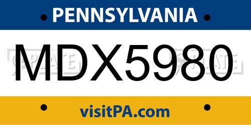 MDX5980 Pennsylvania License Plate