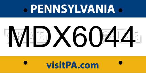 MDX6044 Pennsylvania License Plate