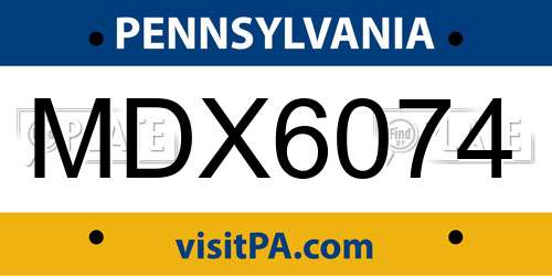 MDX6074 Pennsylvania License Plate