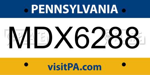 MDX6288 Pennsylvania License Plate