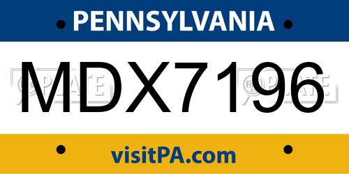 MDX7196 Pennsylvania License Plate