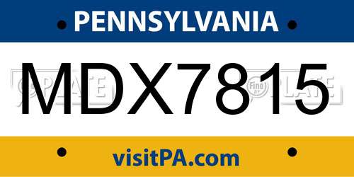 MDX7815 Pennsylvania License Plate