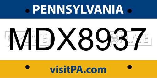 MDX8937 Pennsylvania License Plate