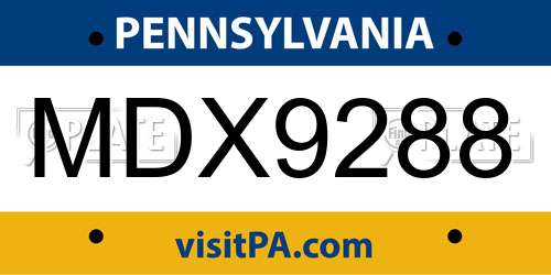 MDX9288 Pennsylvania License Plate