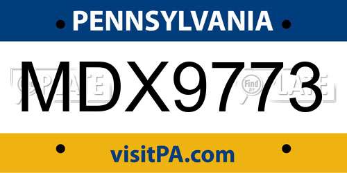 MDX9773 Pennsylvania License Plate