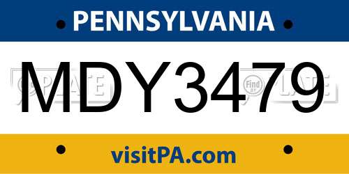 MDY3479 Pennsylvania License Plate