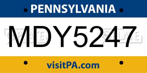 MDY5247 Pennsylvania License Plate