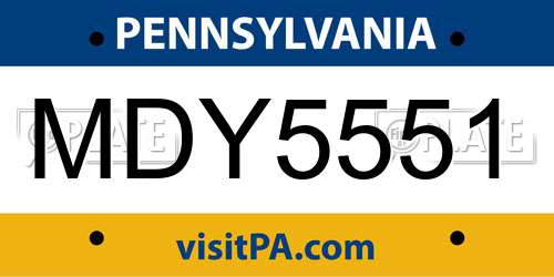 MDY5551 Pennsylvania License Plate