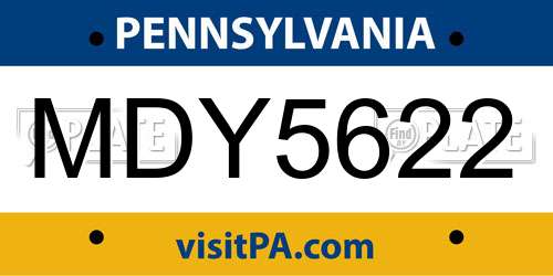 MDY5622 Pennsylvania License Plate