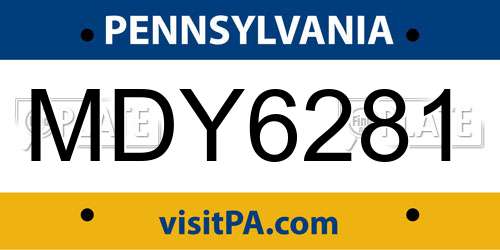 MDY6281 Pennsylvania License Plate