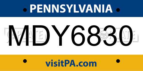 MDY6830 Pennsylvania License Plate
