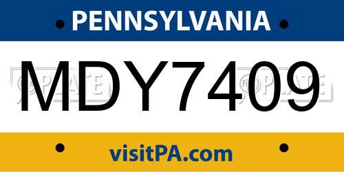 MDY7409 Pennsylvania License Plate
