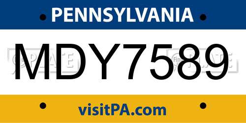 MDY7589 Pennsylvania License Plate