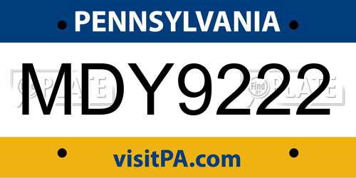MDY9222 Pennsylvania License Plate