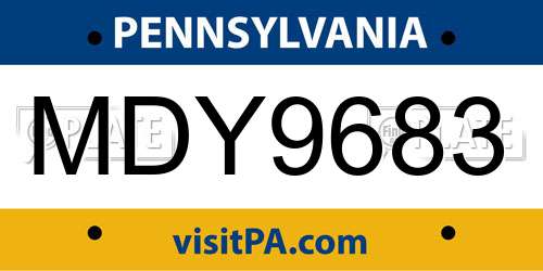 MDY9683 Pennsylvania License Plate