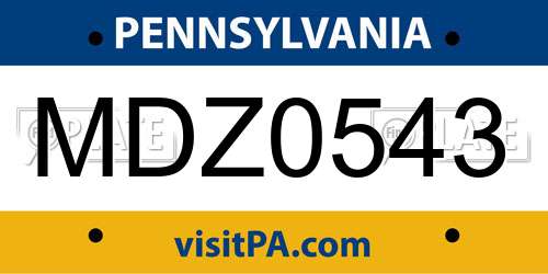 MDZ0543 Pennsylvania License Plate