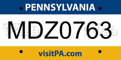 MDZ0763 Pennsylvania License Plate