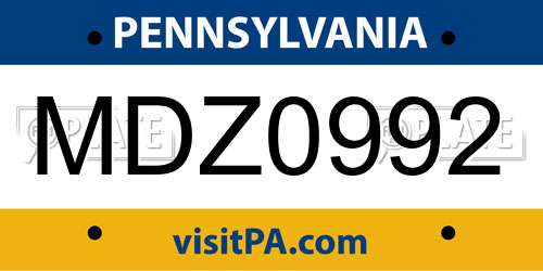 MDZ0992 Pennsylvania License Plate