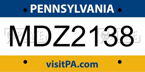 MDZ2138 Pennsylvania License Plate