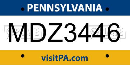 MDZ3446 Pennsylvania License Plate