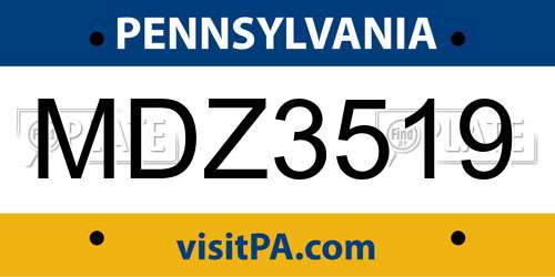 MDZ3519 Pennsylvania License Plate