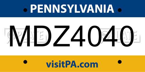 MDZ4040 Pennsylvania License Plate