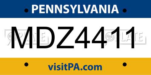 MDZ4411 Pennsylvania License Plate