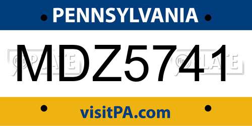 MDZ5741 Pennsylvania License Plate