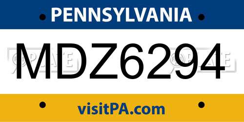 MDZ6294 Pennsylvania License Plate