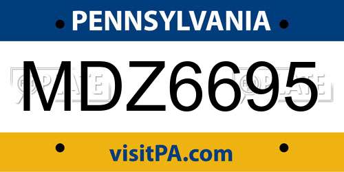 MDZ6695 Pennsylvania License Plate