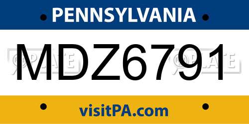 MDZ6791 Pennsylvania License Plate