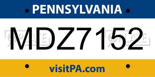 MDZ7152 Pennsylvania License Plate