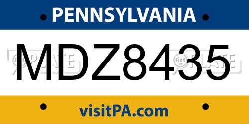 MDZ8435 Pennsylvania License Plate