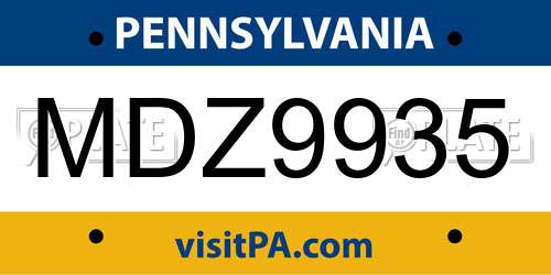 MDZ9935 Pennsylvania License Plate