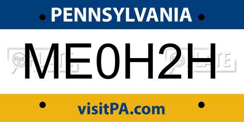 ME0H2H Pennsylvania License Plate